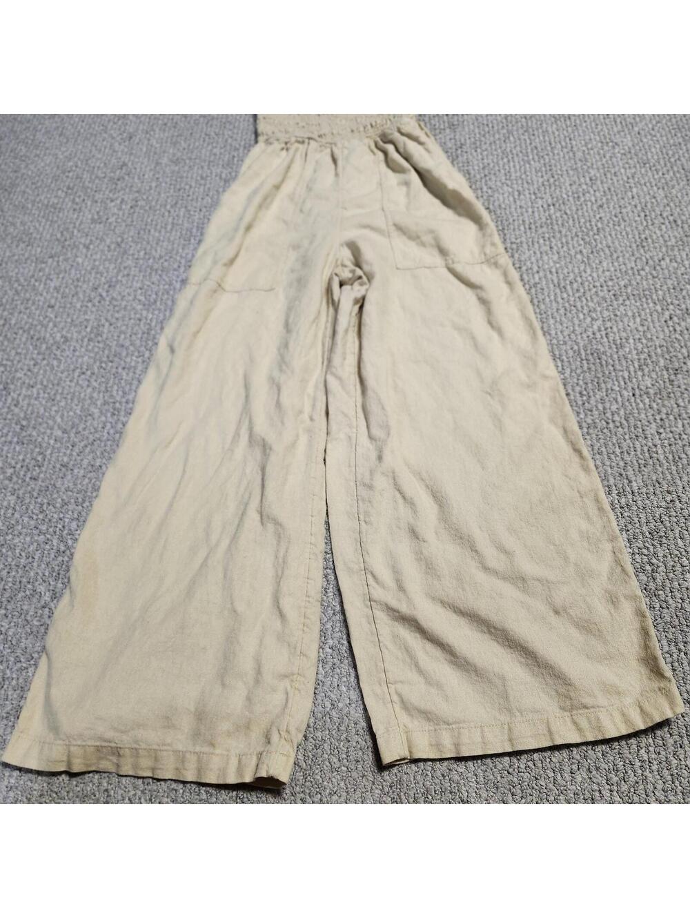 Universal Thread Beige Linen Rayon Staright Leg Jumpsuit XS - Picture 8 of 10